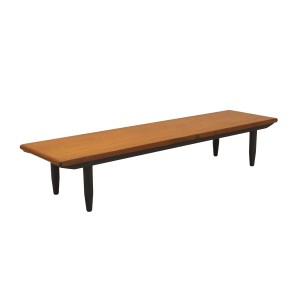 Teak sideboard on dark tapered legs, low Danish console table, 1970s