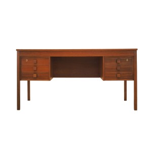 Danish teak desk with six drawers, veneered, 1960s