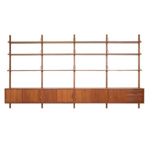 Teak modular shelving system by Kjell Riise, Brødrene Jåtog Møbelfabrikk, Norway, 1960s