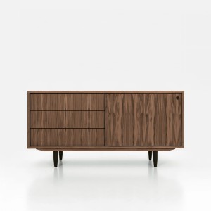 Walnut cabinet O-S11 sliding doors and drawers